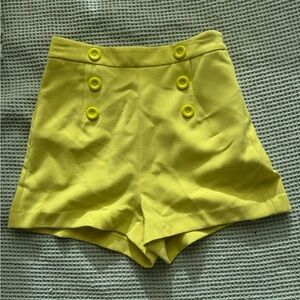 Yellow Button-Detail Women's Shorts